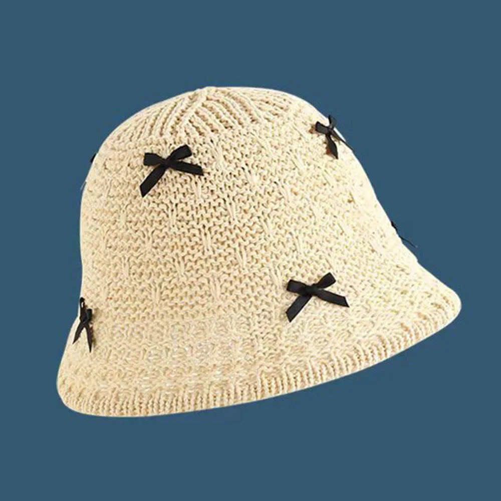 Korean Bowknot Straw Hat For Women Outdoor