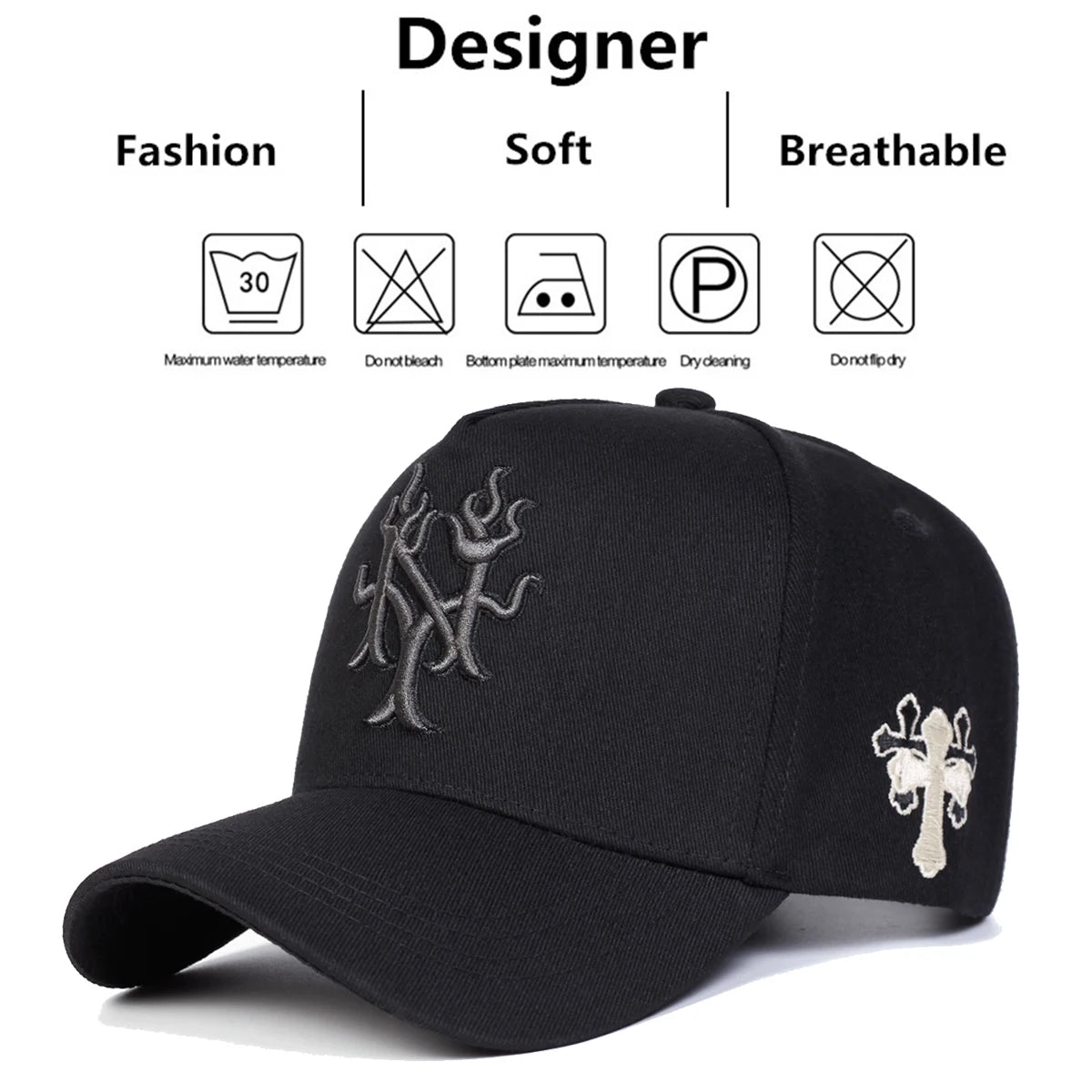 Unisex Branch Cross Embroidery Baseball Caps Spring and Autumn Outdoor Casual Hats Sunscreen Hat Sports Cap