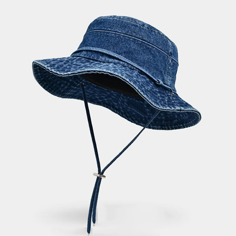 New Washed Denim Bucket Hat Women Outdoor Sun Hat