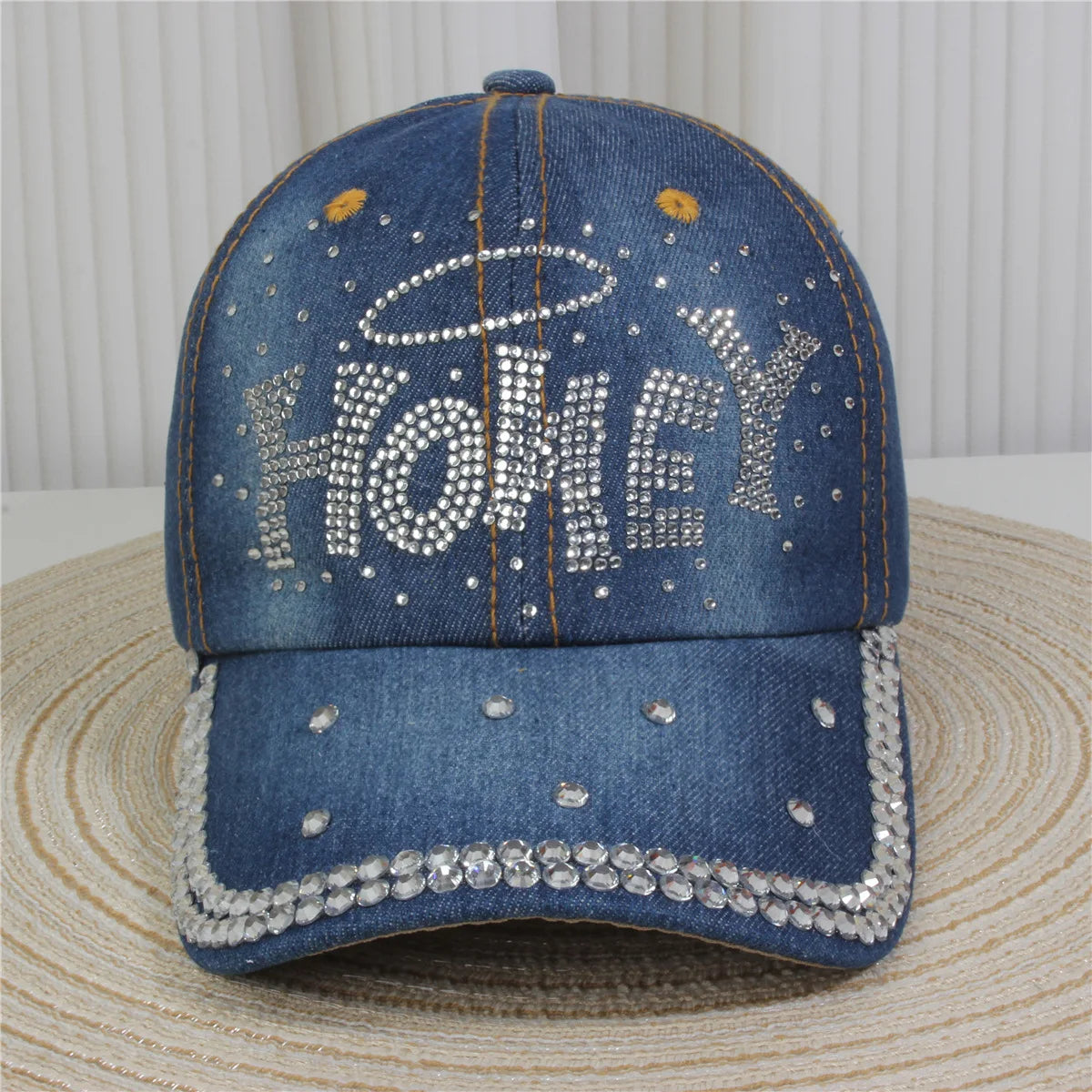 Fashionable Multiple Styles Of Glittering Sequin Frayed Denim Baseball Caps