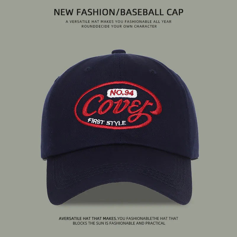 Retro Washed Cotton Embroidered Baseball Cap for Women Men