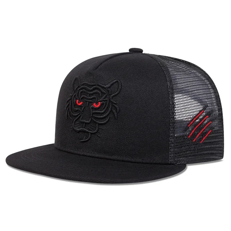 Unisex Tiger Embroidery Baseball Net Hats Spring Summer