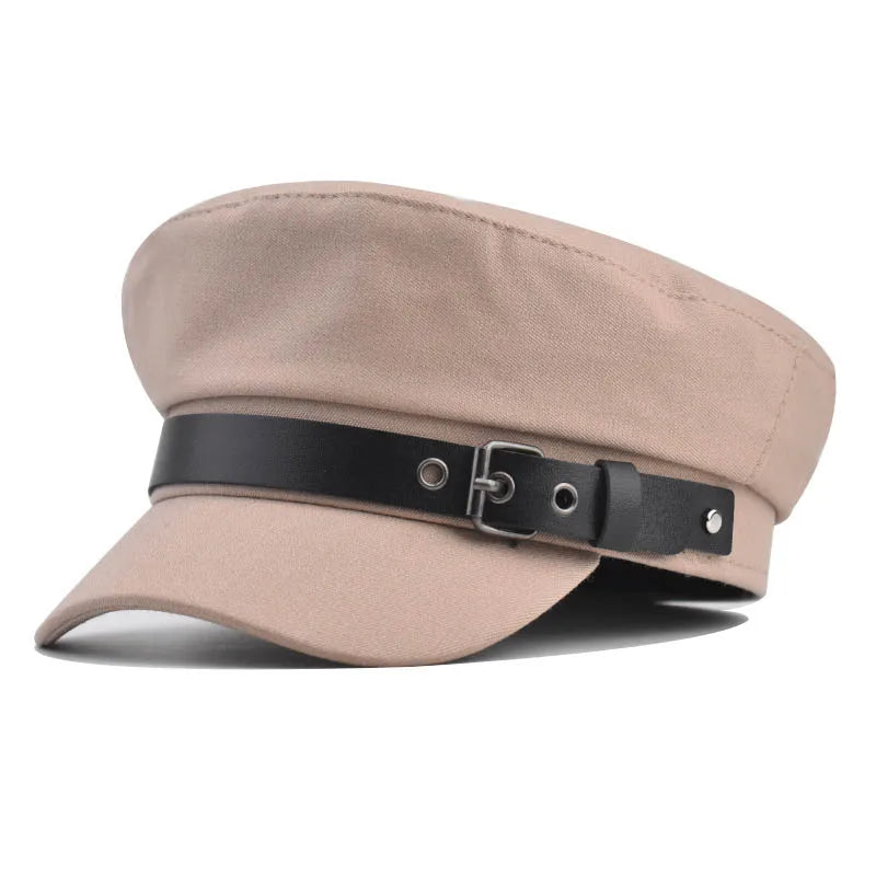Belt Buckle Flat Top Duck Hat Fashion Trend Beret Artist Octagonal Cap