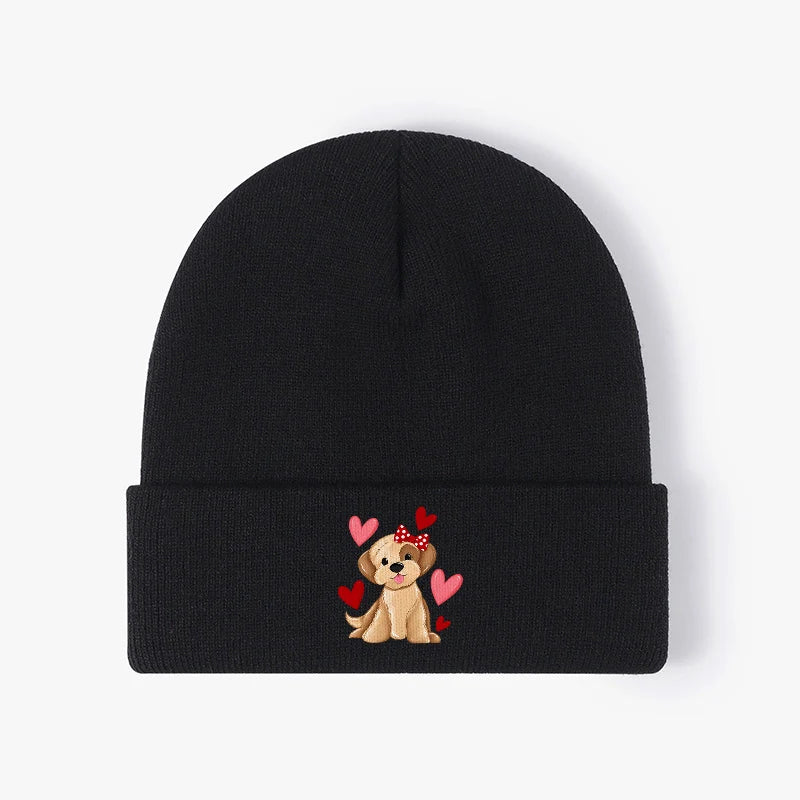 Hearts Knit Beanie Hat Warm Acrylic Skull Cap Men