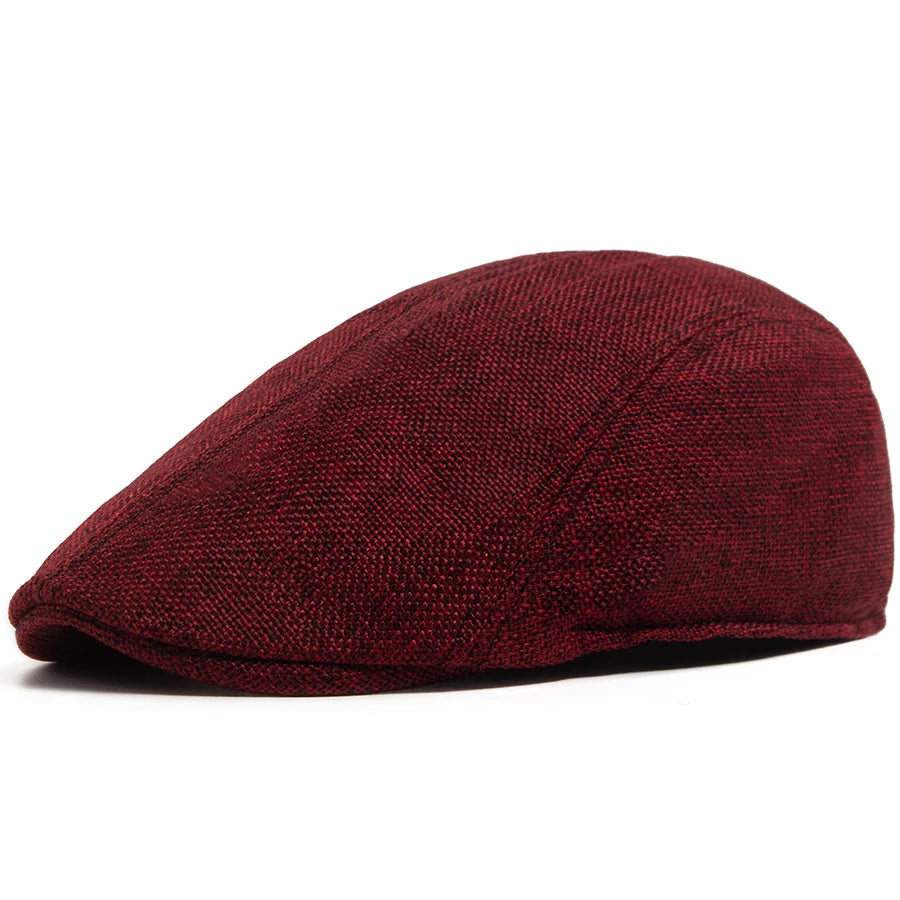 Men's Linen Flat Cap Spring Summer Vintage Visor Beret