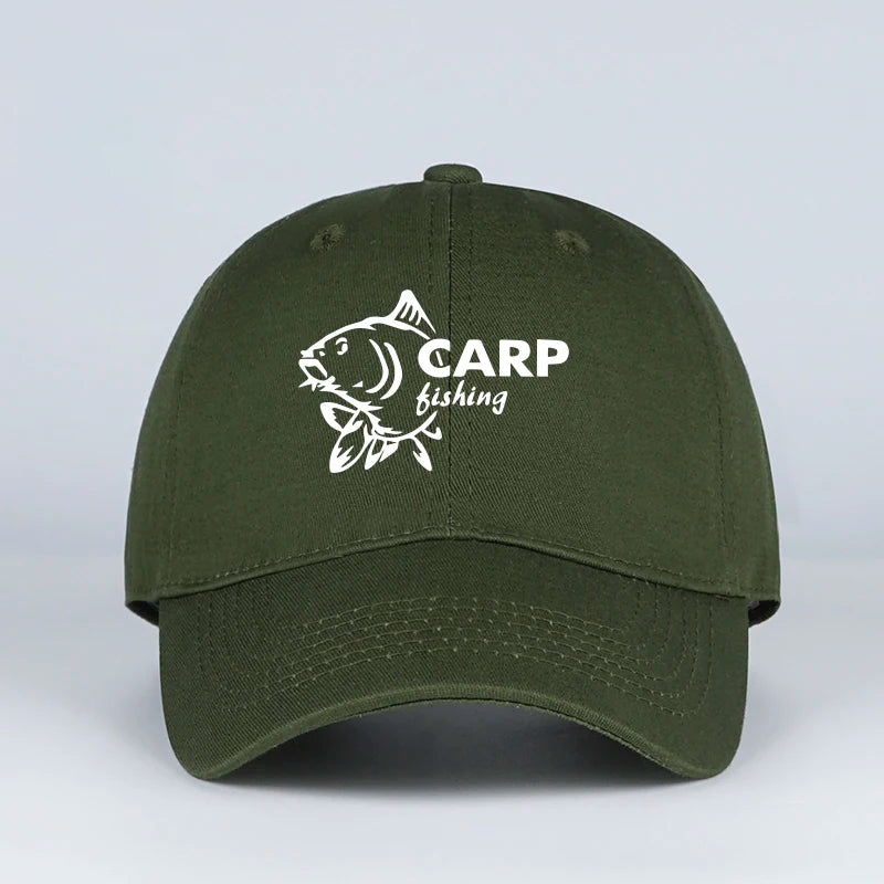 Carp Fishing Print Baseball Cap Adjustable Curved Brim Dad Hat For Men Outdoor Fishing Casual Activities