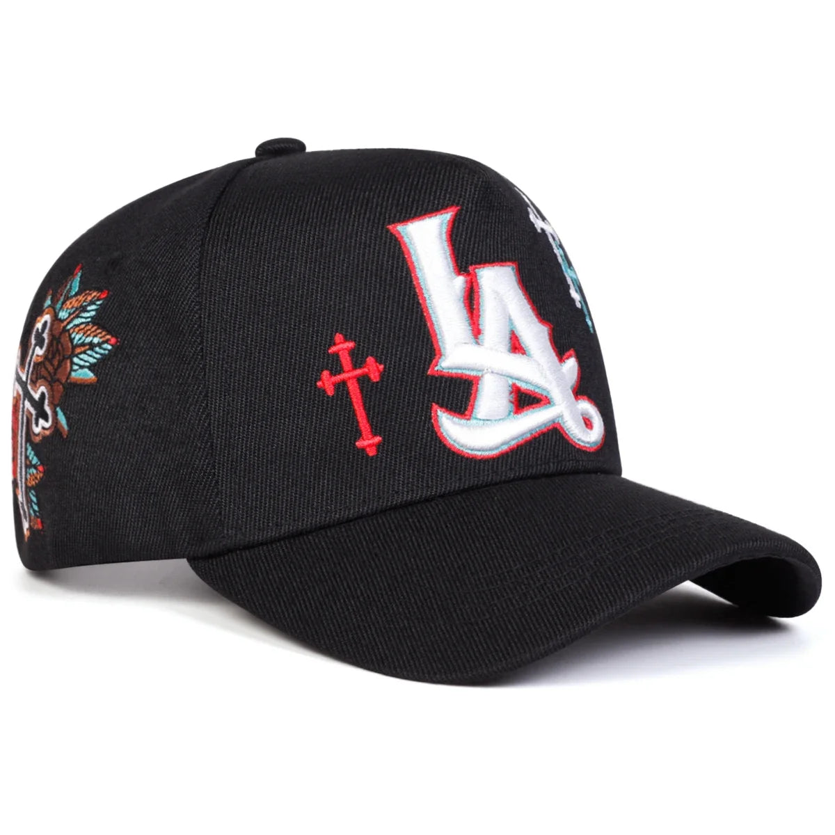 Unisex LA Letter Cross Embroidery Baseball Caps Spring and Autumn