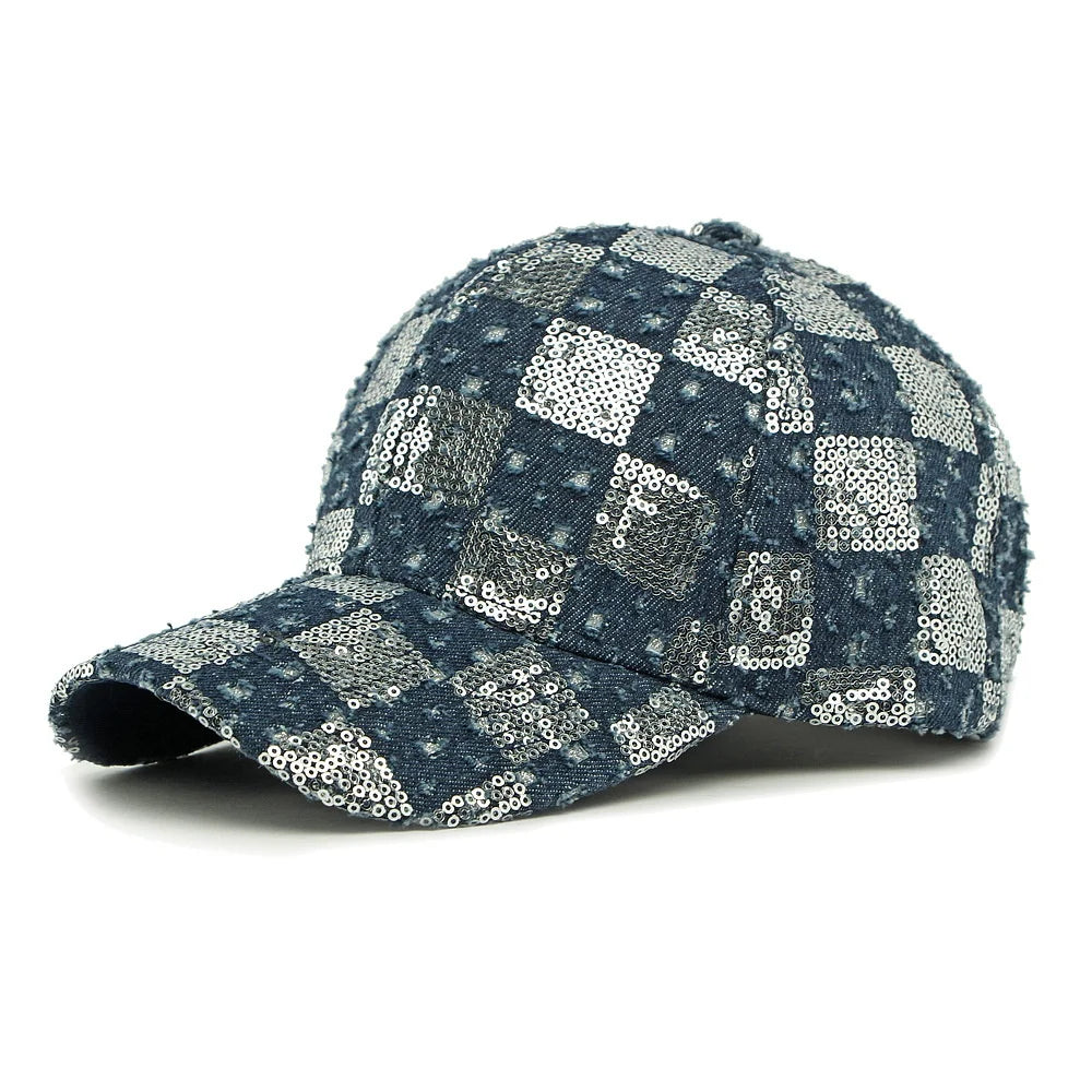 Sequined Ethnic Style Baseball Cap Women
