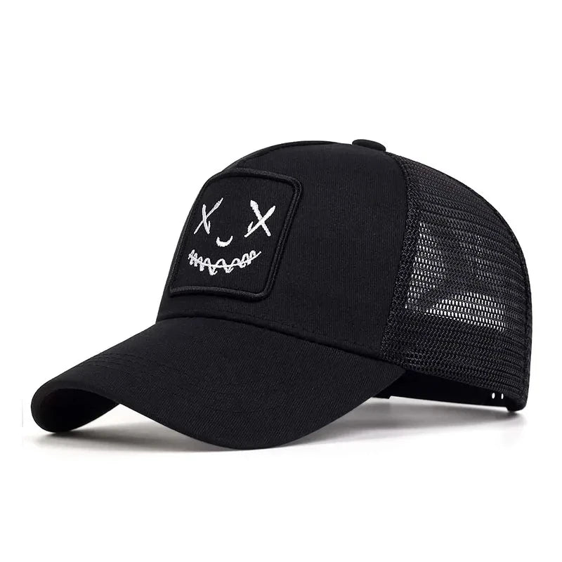 Unisex Baseball Cap Smile Face Patch Pattern Caps Men Women Summer