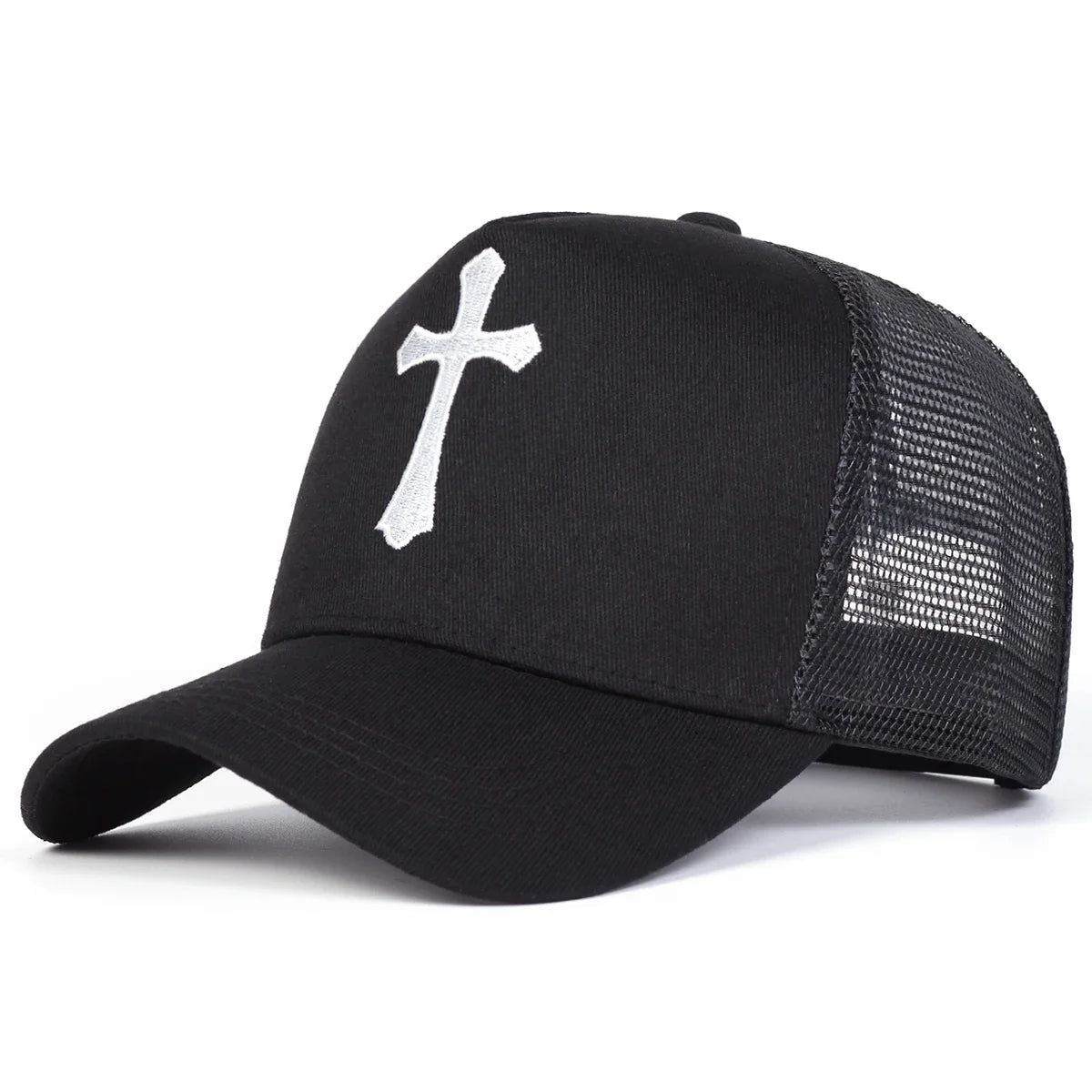 Unisex Cross Embroidery Baseball Net Caps Casual Hats Spring and Summer Outdoor Sunscreen Hat