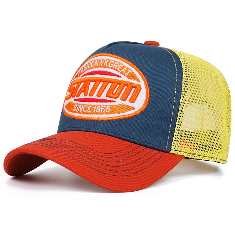 Style Unisex Baseball Cap Classic Station Letter Pattern Mesh Cap Men and Women