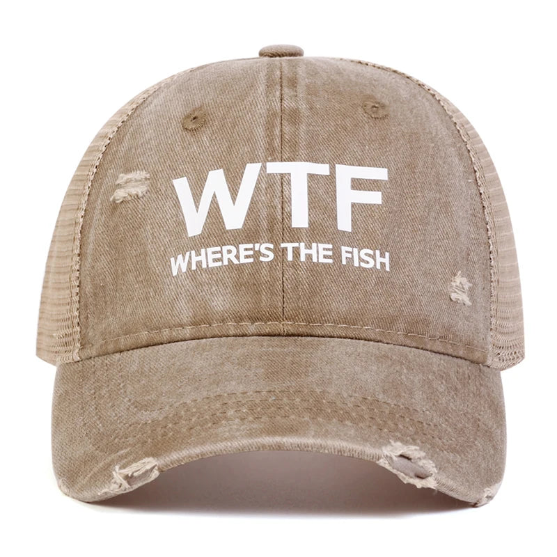 Unisex Wtf Letter Embroidery Wash Baseball Net Caps Hip Hop Cap Spring Summer