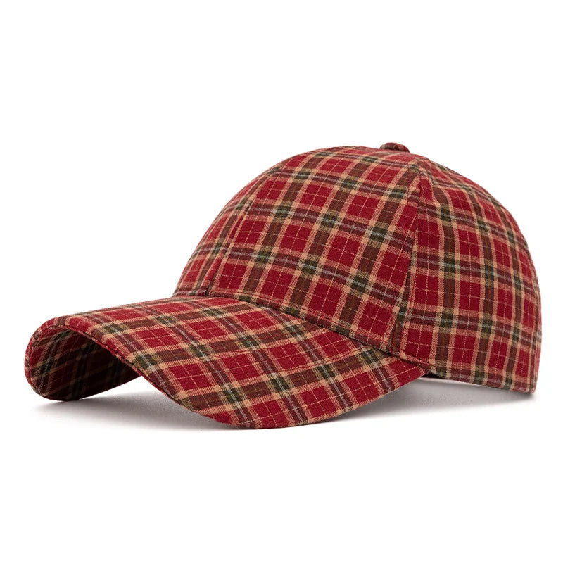 The Retro And Fashionable Color-Blocked Checkered Baseball Cap