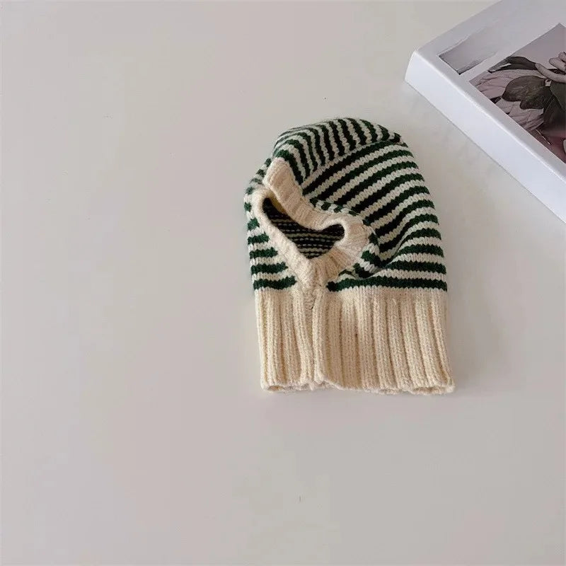 Winter Korean Fashion Children Baby Knit Hooded Scarf Caps