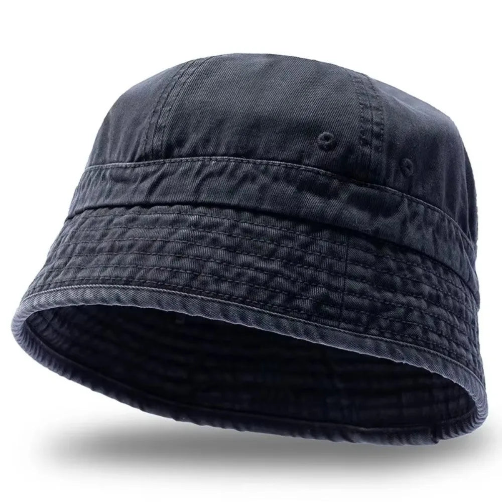 Casual Retro Bucket Hat Japanese Style Short-Brim Fisherman Cap Big Head