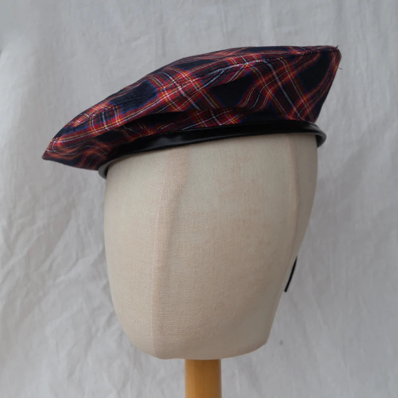 Classic Plaid Beret Hat Women Men Vintage Scottish Tartan Painter Cap
