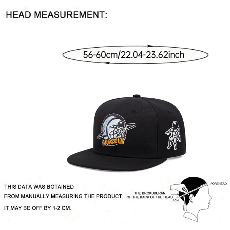 New Baseball Hat Astronaut Embroidered Hip Hop Hat Outdoor Daily Commuter Decorative Hat Sunshade Hat Unisex Flat Edge Hat