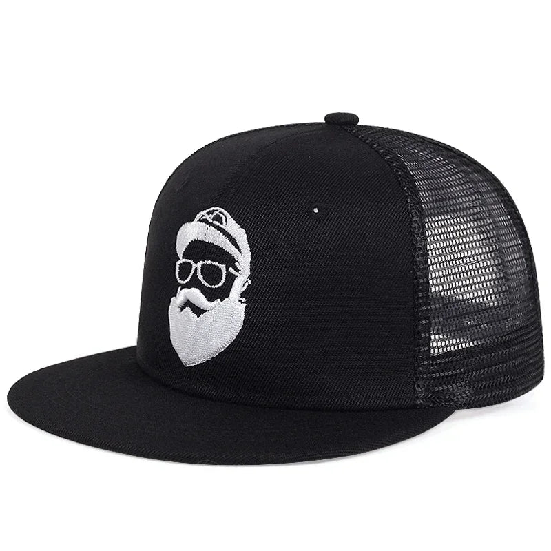 Unisex Old Man Embroidery Hip-hop Net Hats Spring And Summer