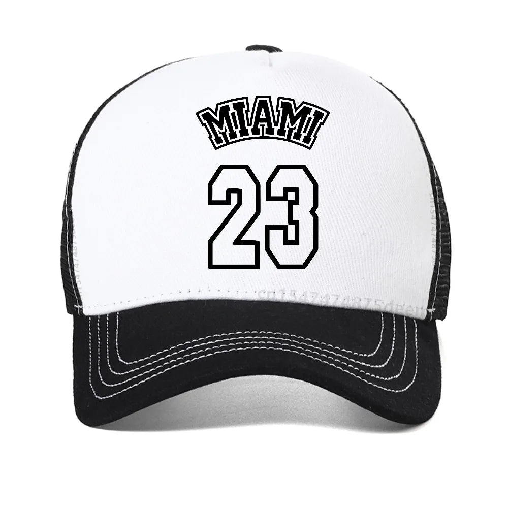 Men's Cap Black Miami 23 Printed Casual Sports Baseball Cap