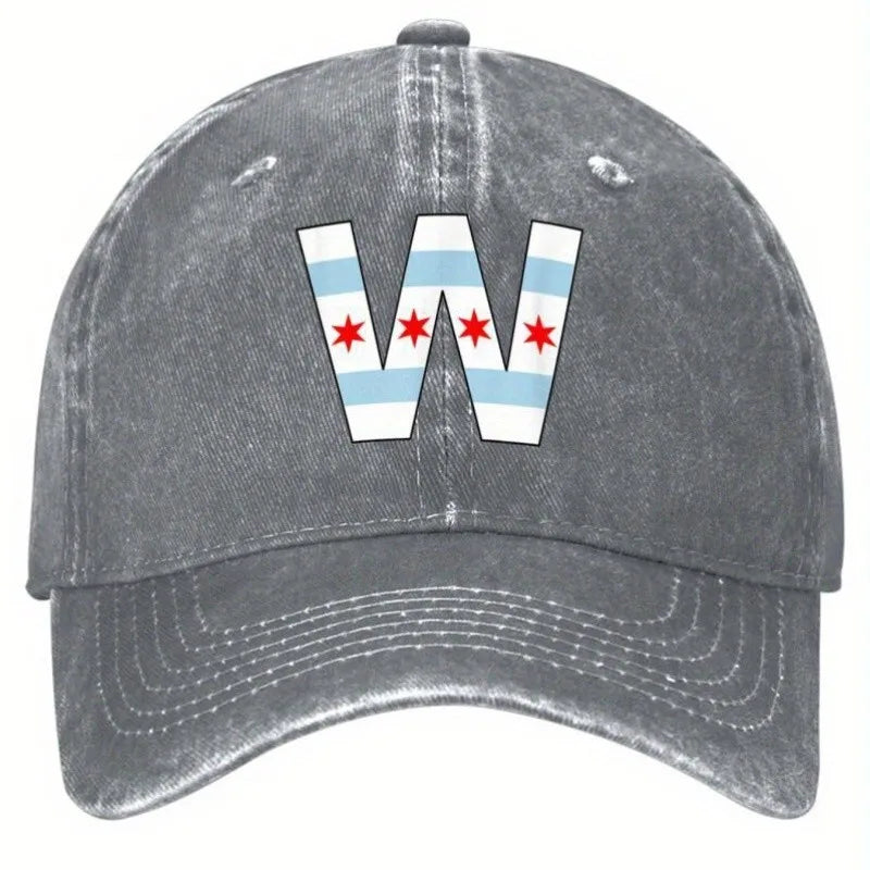 Chicago Flag W Letter Baseball Cap Cotton Adjustable Adult Casual Sports Snapback Hat