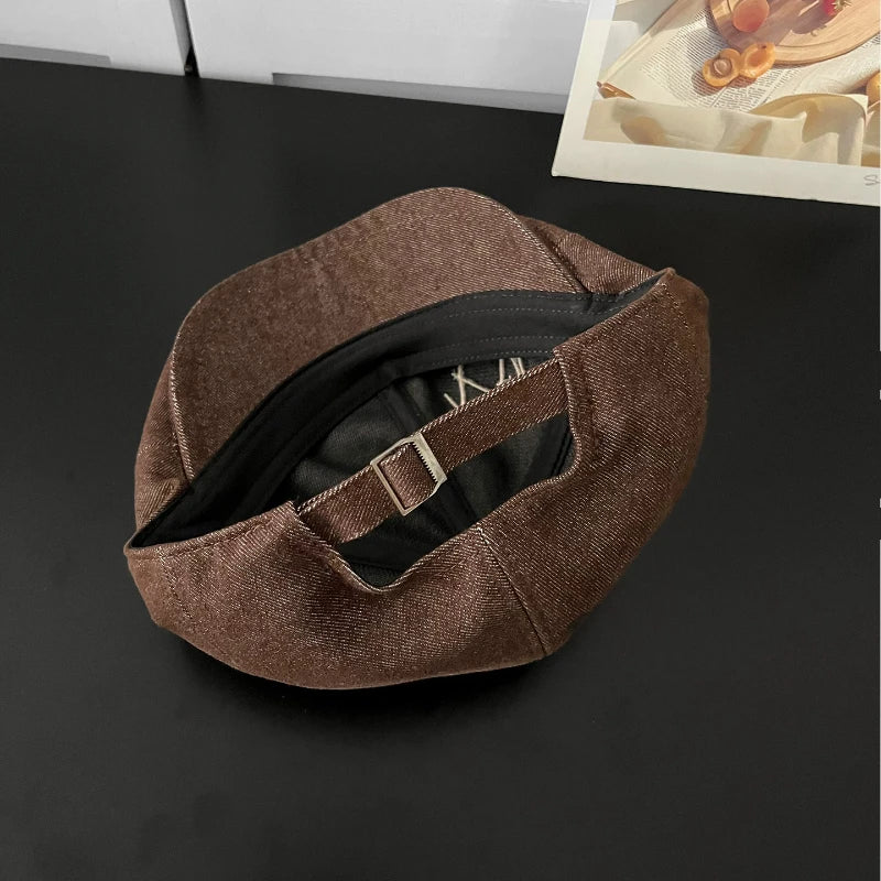 Ins Personalized Letters Embroidered Denim Berets