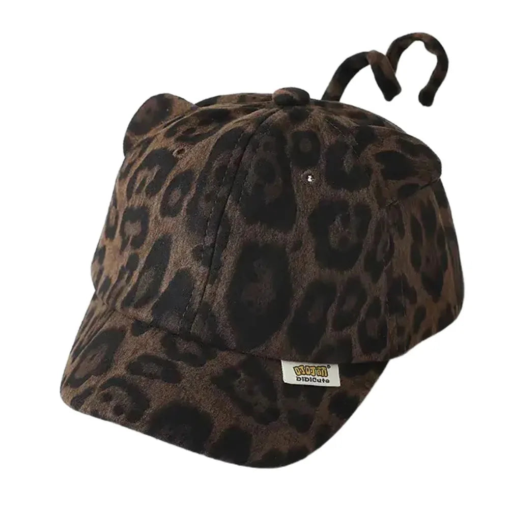 Cute Adjustable Baseball Cap Vintage Leopard Print UV Protection Duck Tongue Hat