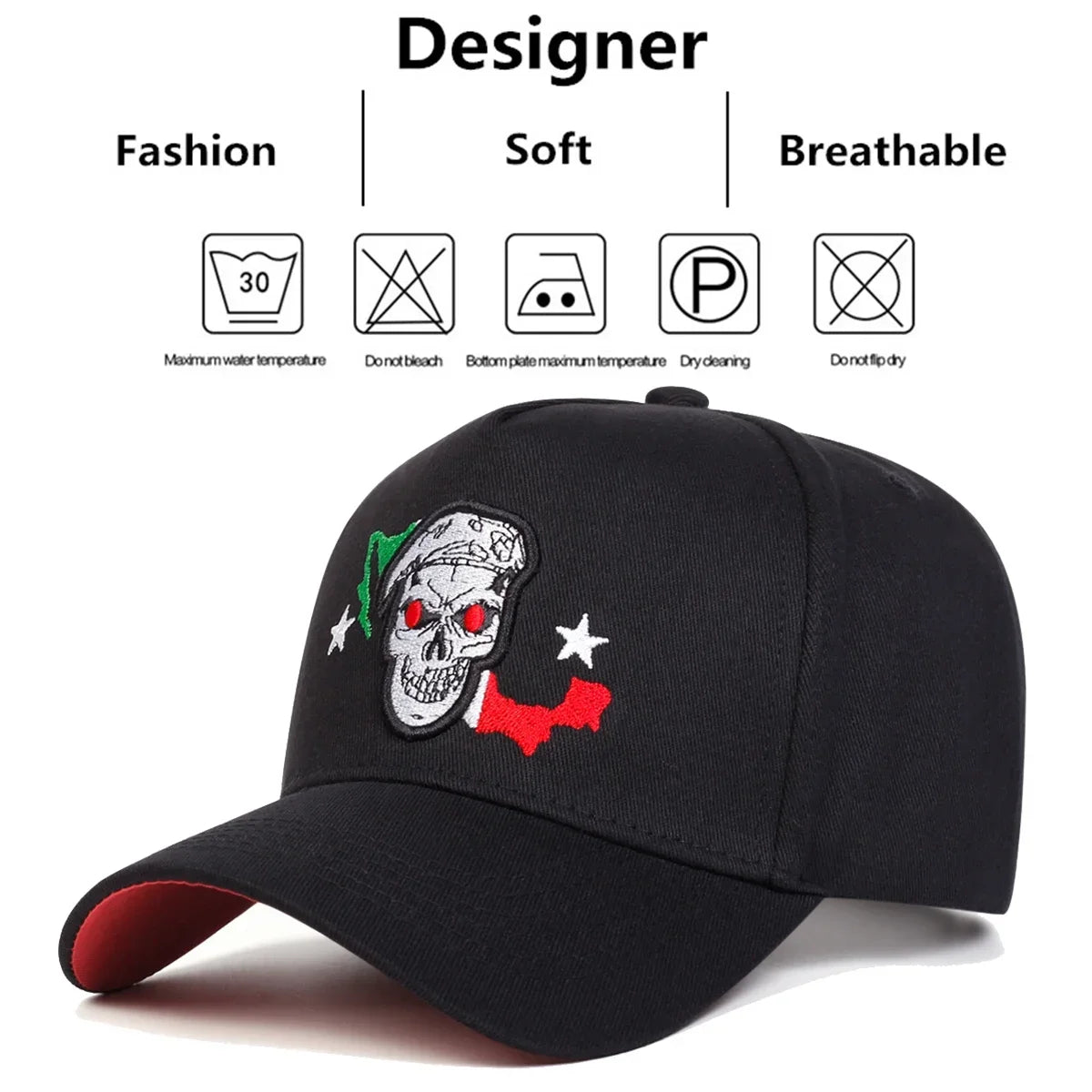 Unisex Skull Embroidery Baseball Caps Spring and Autumn
