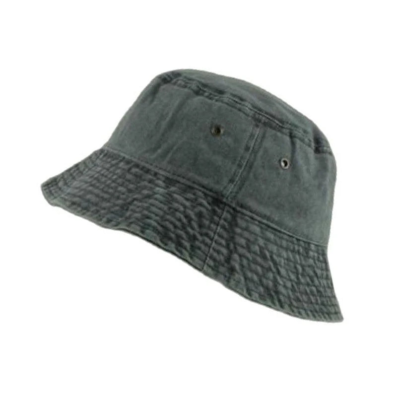 Washed Denim Bucket Hat Girls Lady Panama Sun Hat Bob Caps