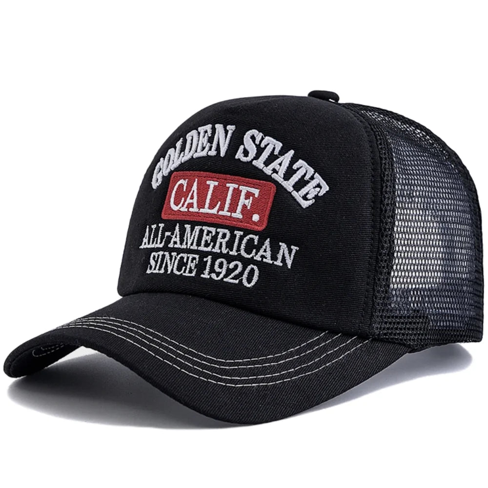 Unisex Fashion Golden State California Embroidered Mesh Baseball Cap For Men Women