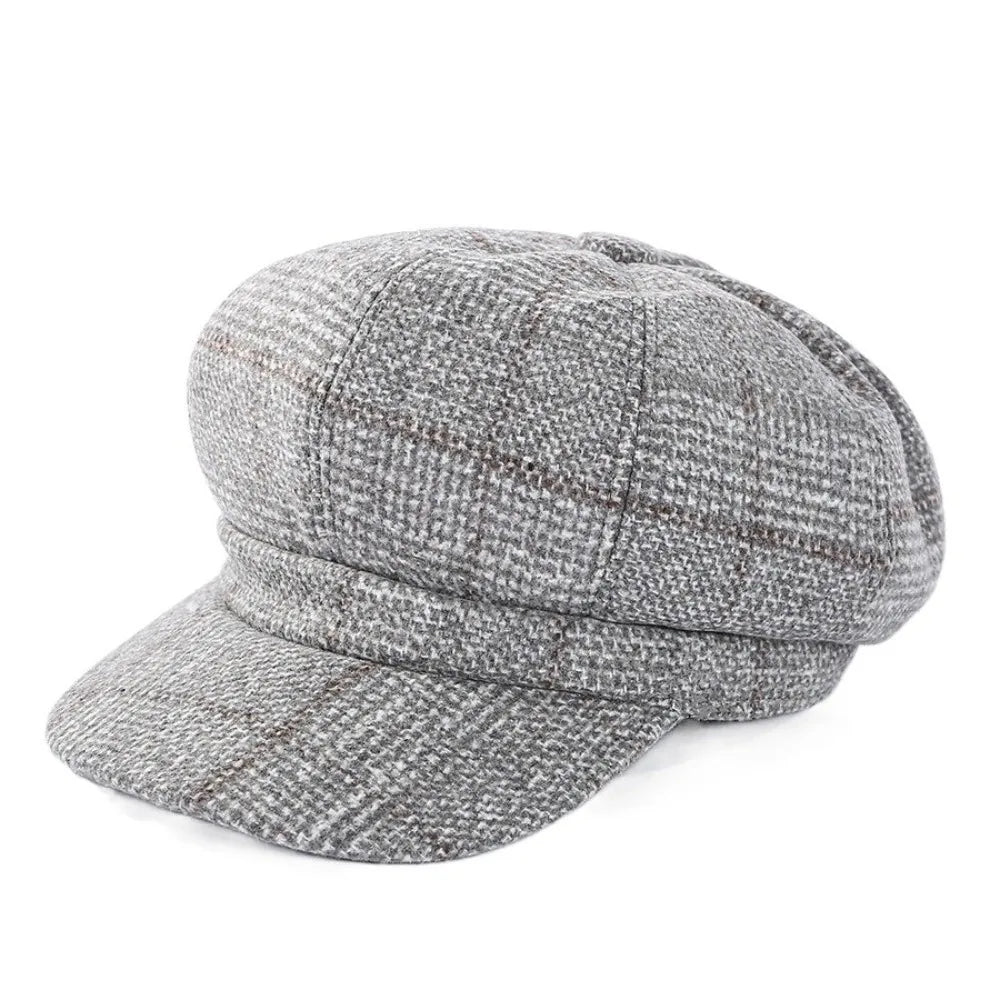 Vintage Plaid Design Woolen Hat Ear Protection
