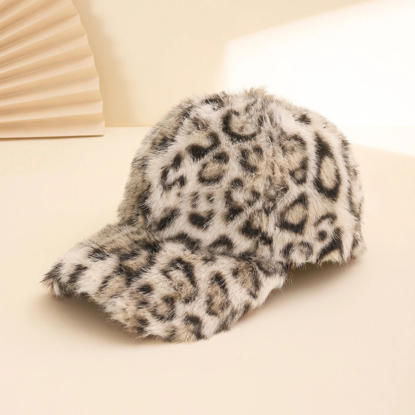 Korean Fashion Fuzzy Leopard Print Baseball Cap