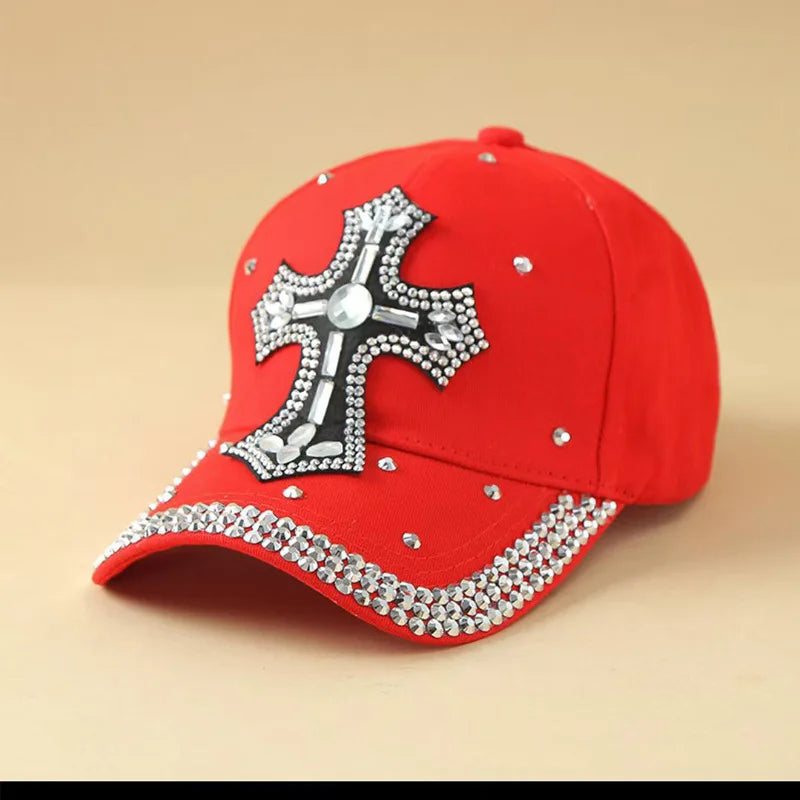 Unisex Rhinestone Cross Baseball Cap