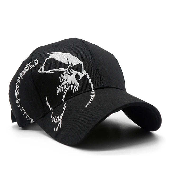 Embroidered Skull Cap For Men Cotton Sports Baseball Caps Fashion Black Pattern