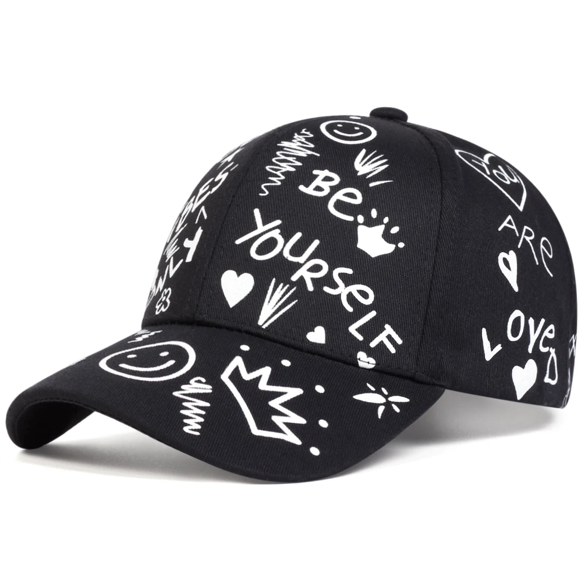 Unisex Smiling Face Graffiti Print Baseball Caps Spring Autumn