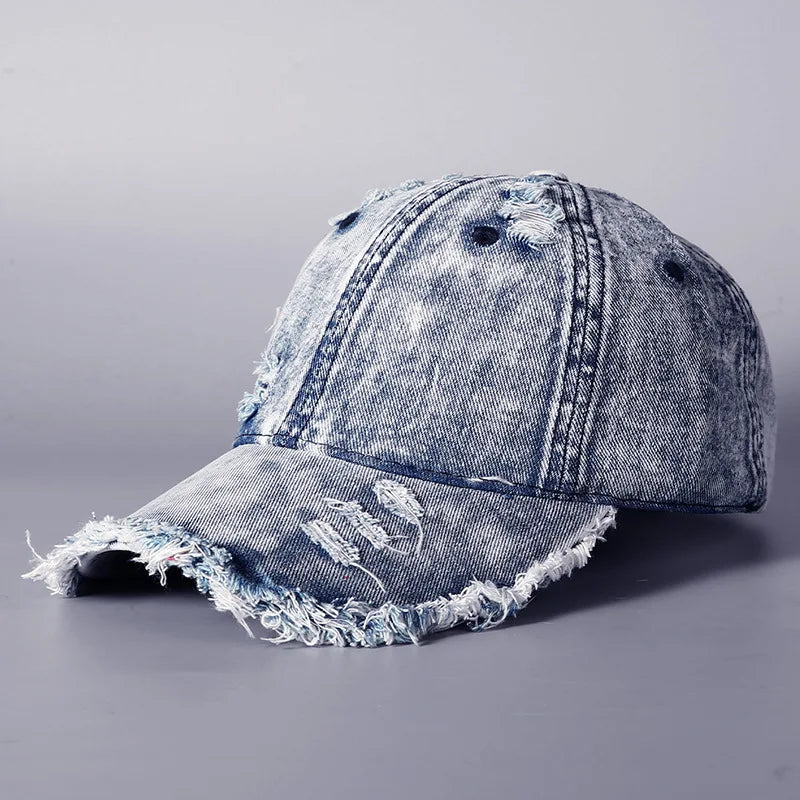 Washed Denim Baseball Cap Unisex Large Brim Face Slimming Street Fashion Hat