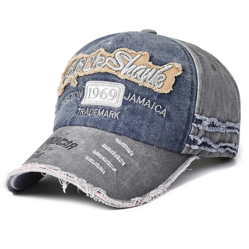 New Retro Old Caps For Men Embroidered Letter Baseball 1969 Edged Caps