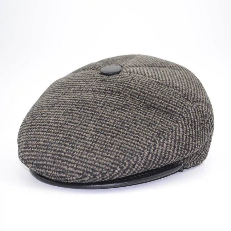 Men Middle-Aged Solid Hat Autumn And Winter Hats Warm Ear Protectors Senior Hat