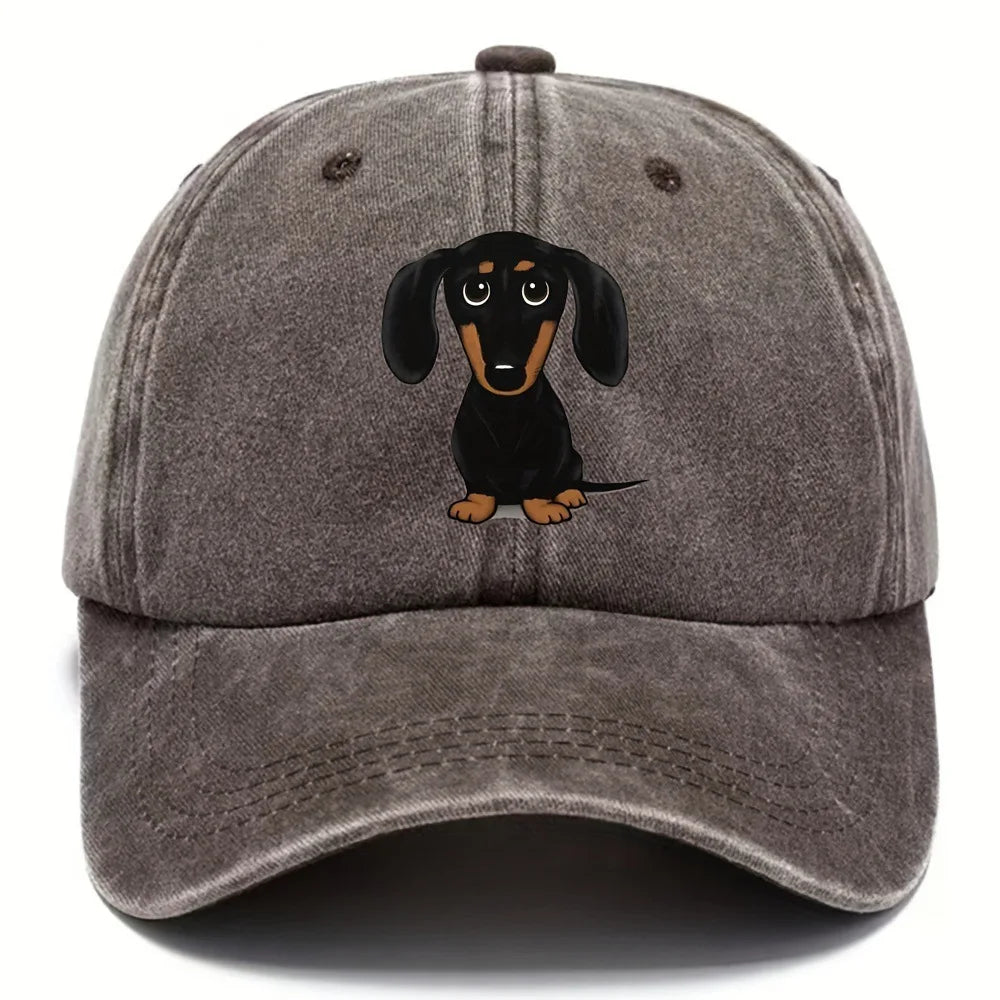 1pc Unisex Dog Embroidery Baseball Cap Outdoor Sport Washed
