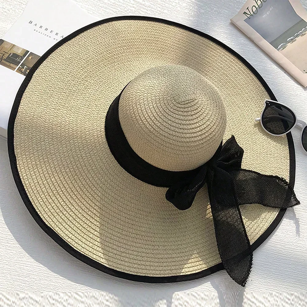 Women's Seaside Bow Beach Hat Oversize Straw Hat