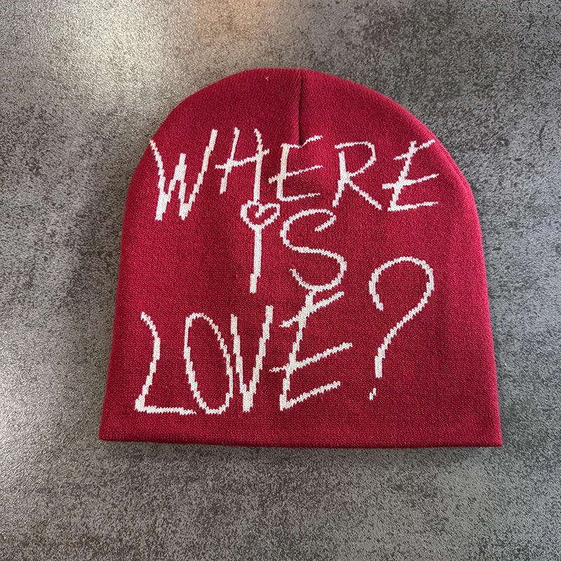 New Street Letter Contrast Color Wool Knitted Hats