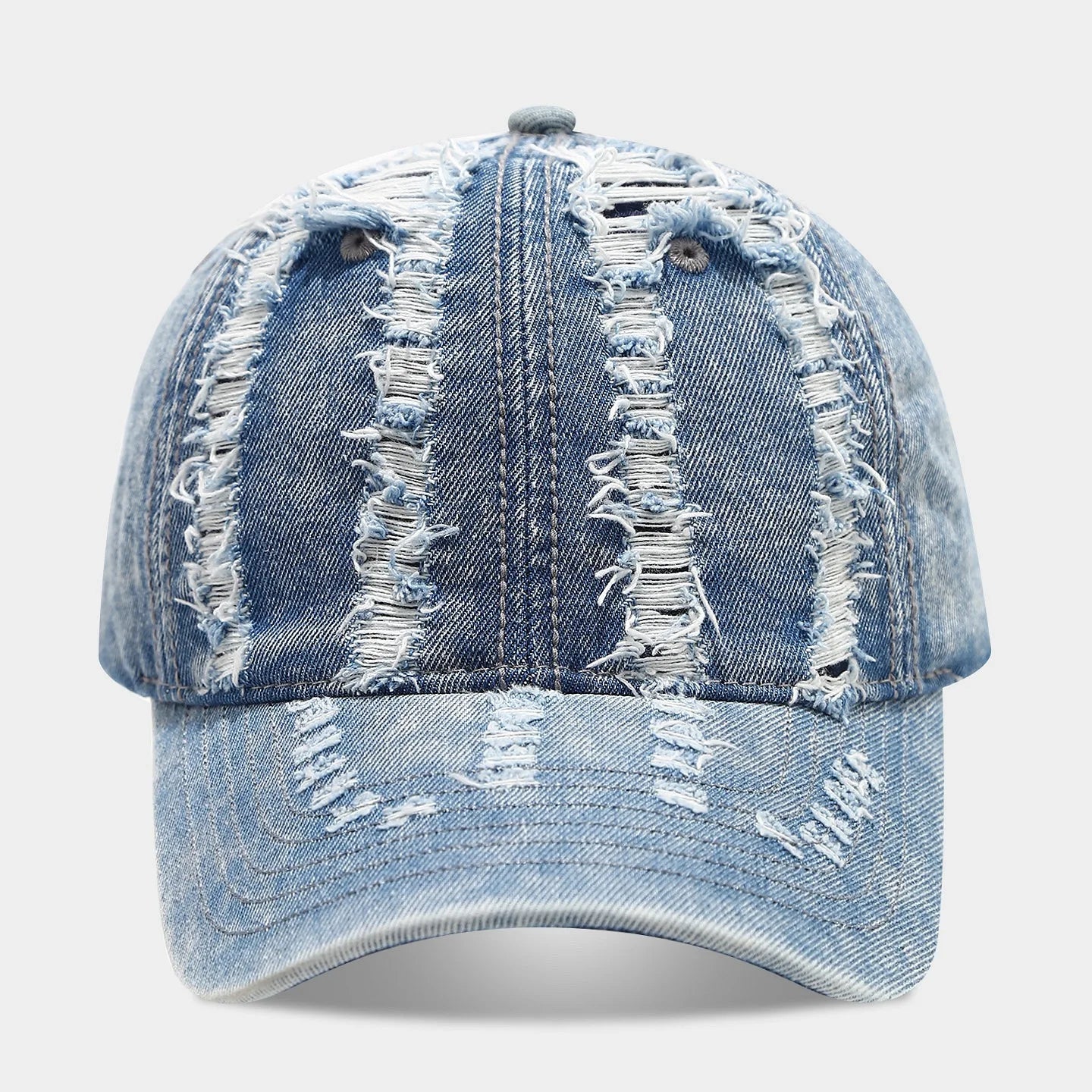 Stylish Distressed Washed Denim Baseball Cap Women Men