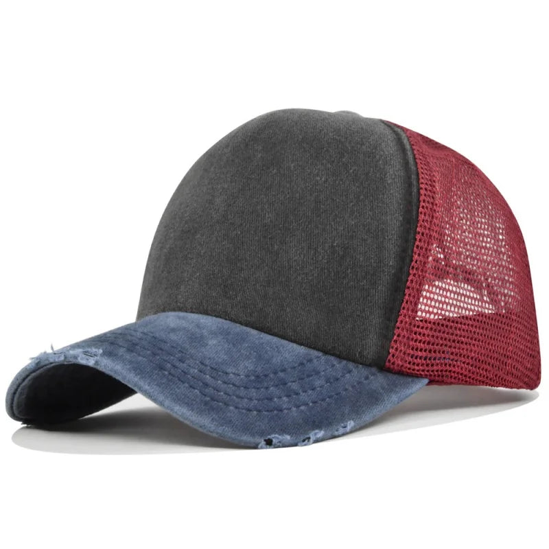 Unisex Color Block Broken Style Baseball Hats