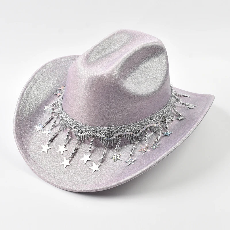 Women Sequin Fedora Hat With Rhinestone Ribbons