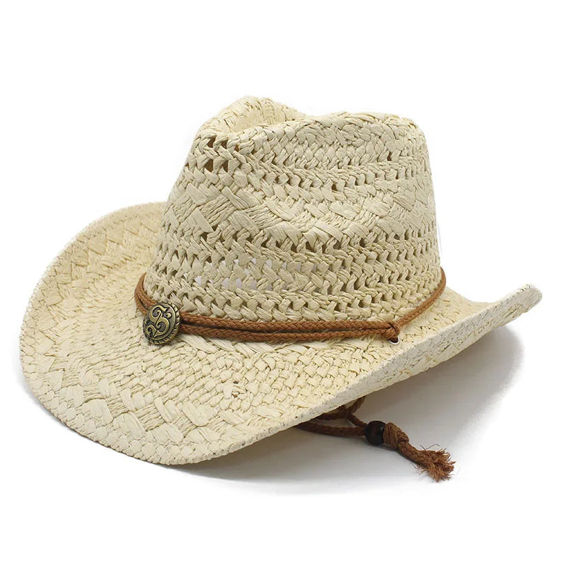 Men's Summer Foldable Straw Cowboy Hat