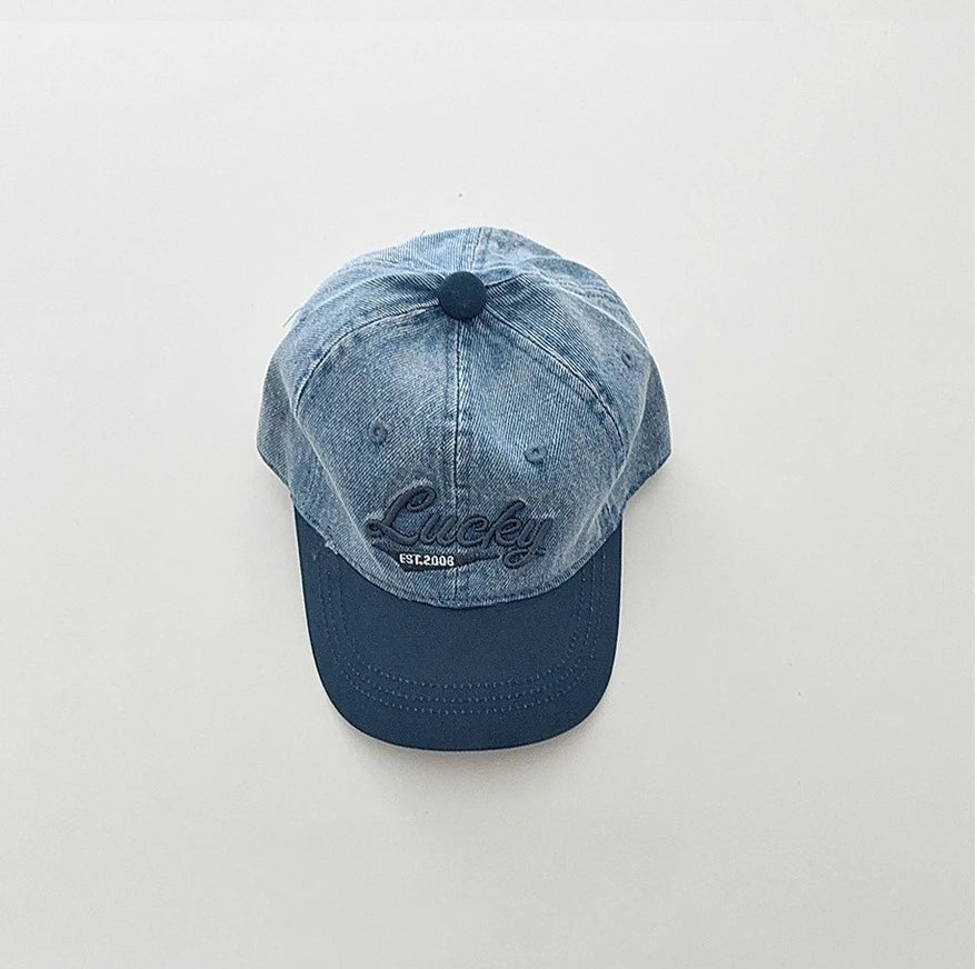 Fashion Blue Denim Baby Baseball Hat Letter Embroidery Long Brim Cap Boy Girl Children Outdoor Peaked Hat