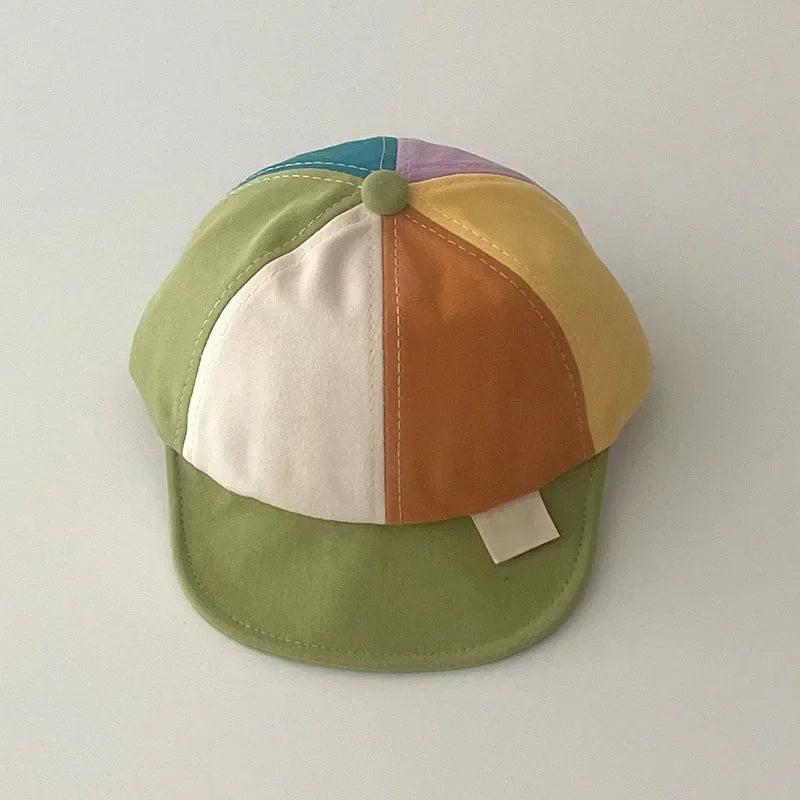Fashion Rainbow Baby Peaked Cap Color Block Kids Duck Tongue Hat