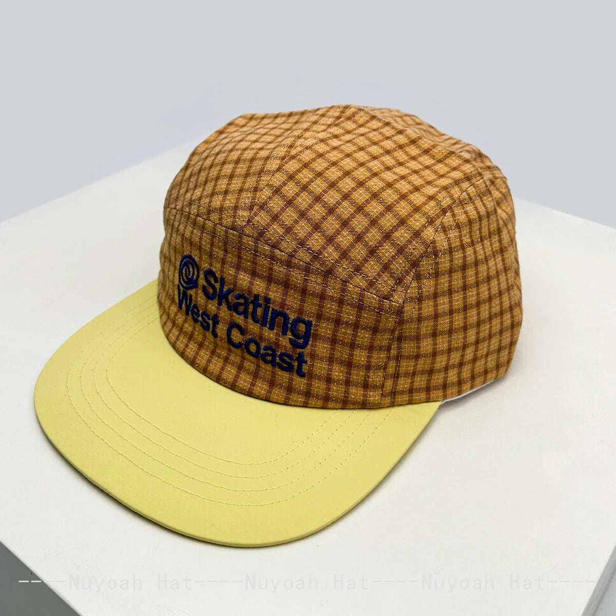 Korean Plaid Letters Embroidery Baseball Cap Unisex