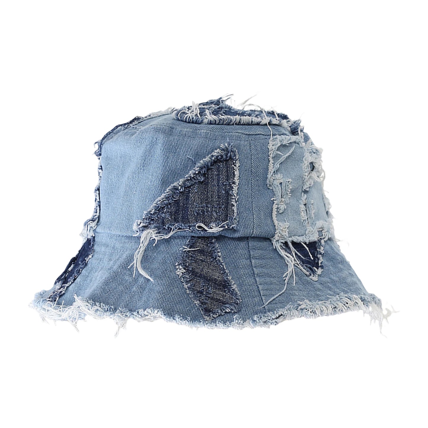 Women Men Vintage Bucket Hats Denim Raw Hem Ripped Sun Hat