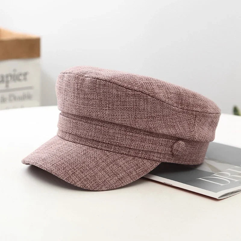 British Retro Style Solid Color Breathable Flat Top Newsboy Cap