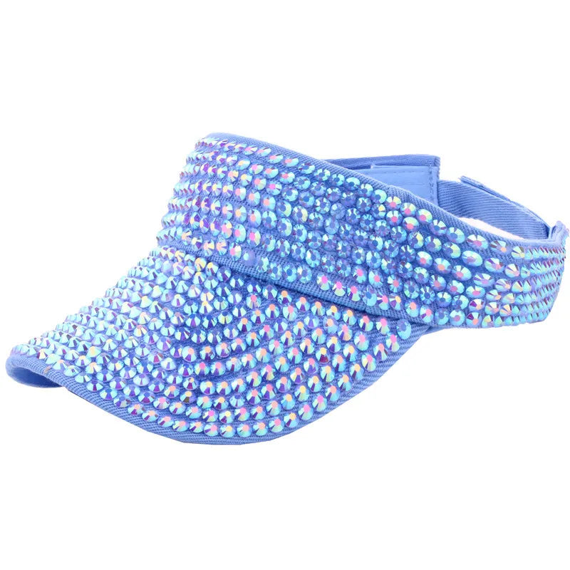 Rhinestone Empty Top Cap Casual Women Sun Visor